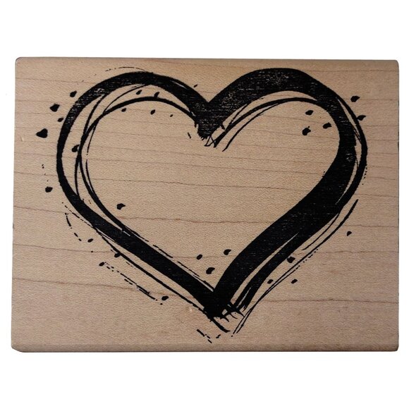 Painted Heart Rubber Stamp By DeNami Design Wood-Mounted Stamp - Picture 1 of 4